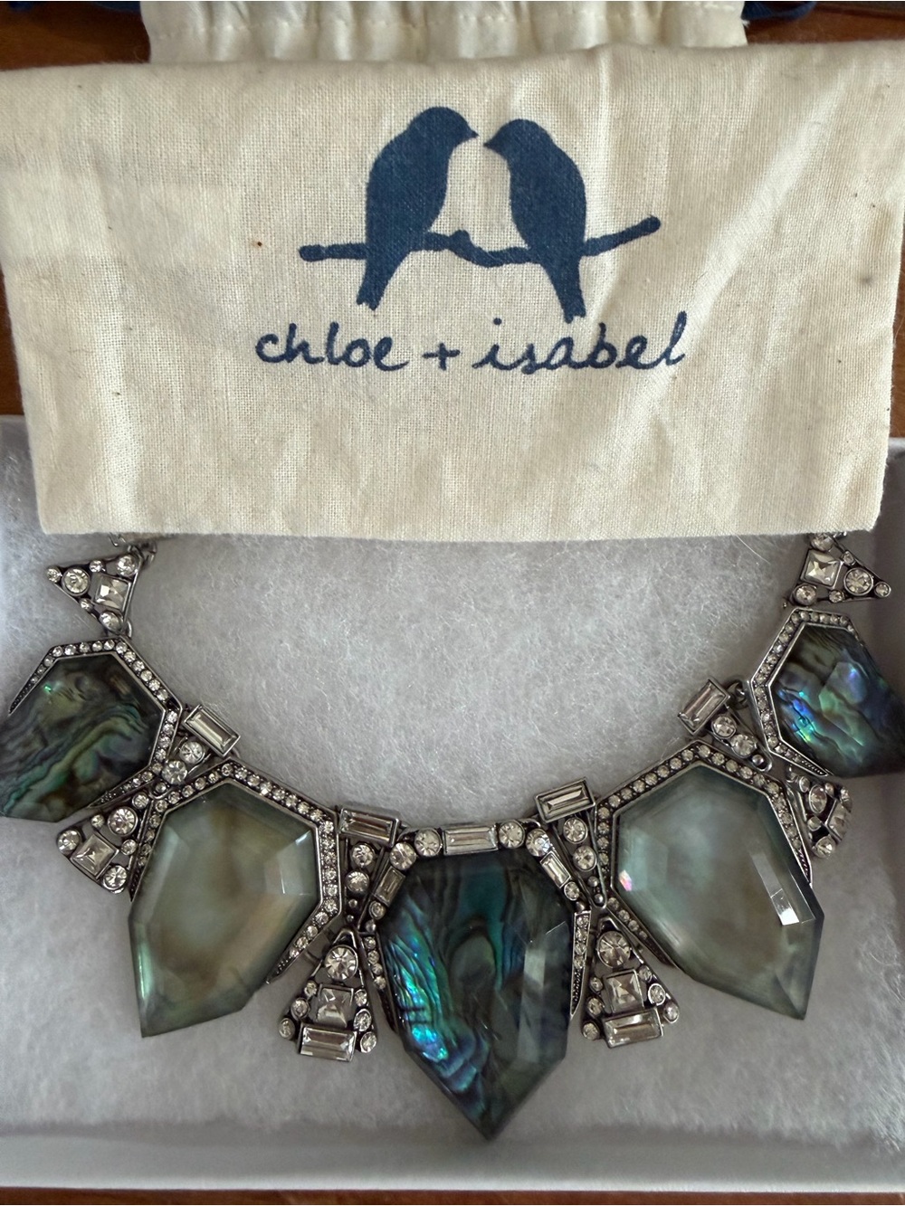 chloe + isabel Northern Lights Statement Necklace in Iridescent Green-Blue